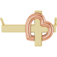 14K Gold Sideways Cross & Heart Necklace - Two-Tone