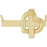 14K Gold Sideways Cross & Heart Necklace - Yellow Gold