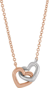 14K Gold Interlocking Heart Necklace - Two-Tone - view 4