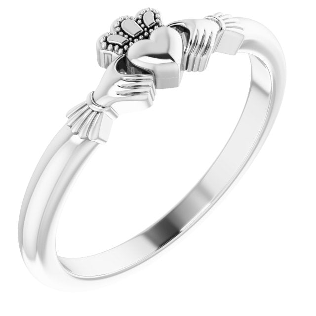 10K Gold Claddagh Ring - White Gold