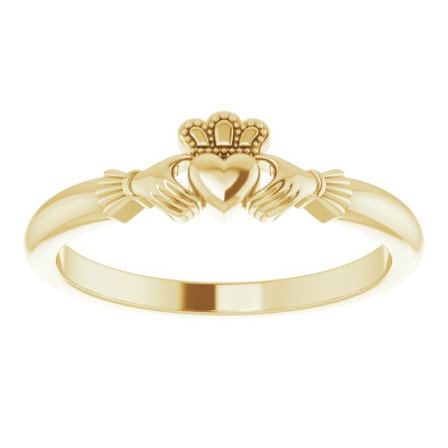 10K Gold Claddagh Ring - Yellow Gold - view 3