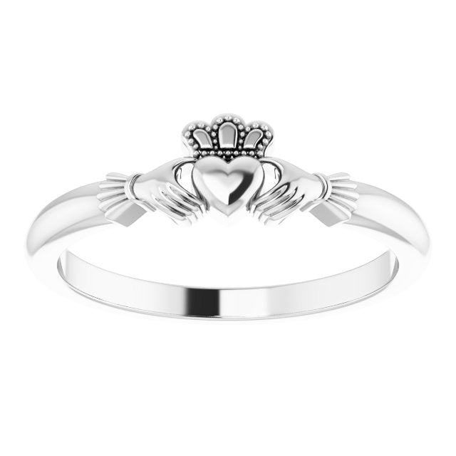 18K Gold Claddagh Ring - White Gold - view 3