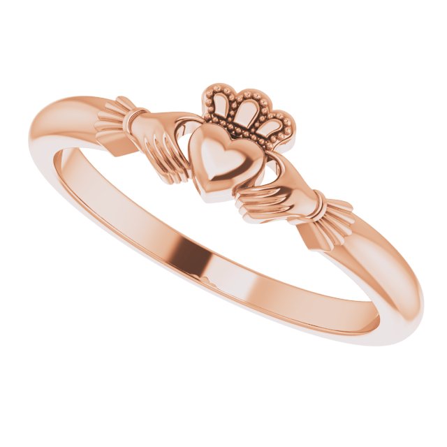 14K Gold Claddagh Ring - Rose Gold - view 5