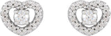 Platinum Round Natural Diamond Halo-Style Heart Earrings - view 6