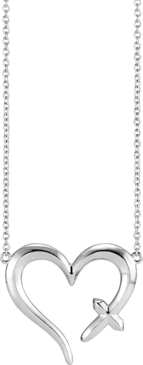 Platinum Cross & Heart Necklace