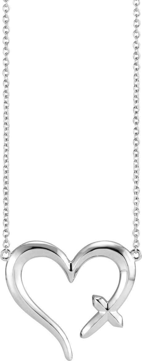 Platinum Cross & Heart Necklace
