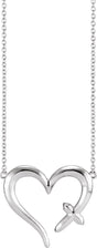 Platinum Cross & Heart Necklace