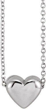 Platinum Puffed Heart Necklace or Pendant