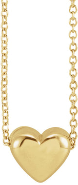 14K Gold Puffed Heart Necklace or Pendant - Yellow Gold