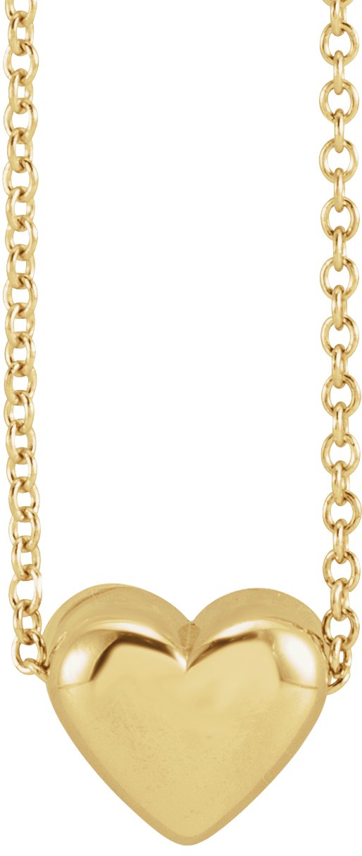 14K Gold Puffed Heart Necklace or Pendant - Yellow Gold