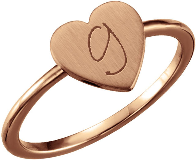 14K Gold Be Posh Engravable Heart Signet Ring - Rose Gold - view 3