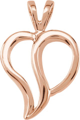 14K Gold Heart Pendant – 18.5x12mm - Rose Gold