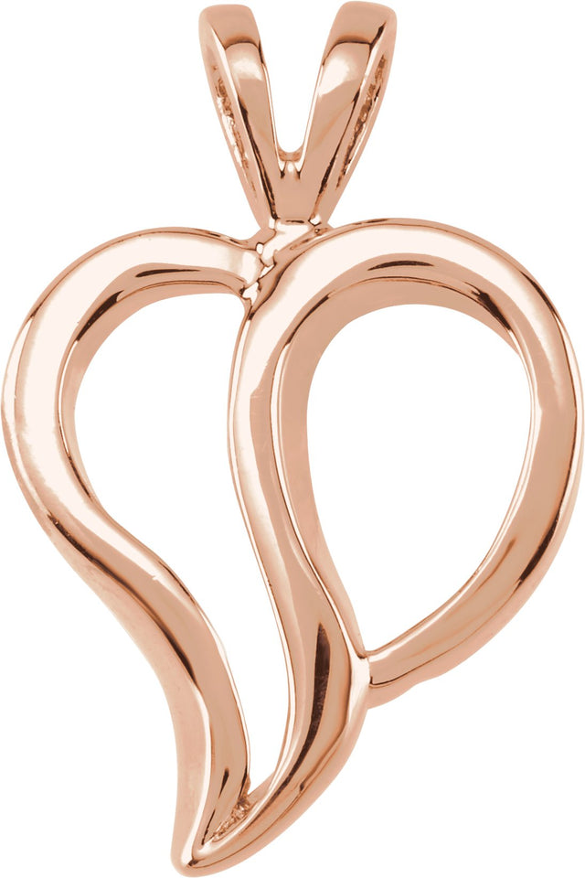 14K Gold Heart Pendant – 18.5x12mm - Rose Gold