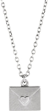 Platinum Heart Envelope Necklace