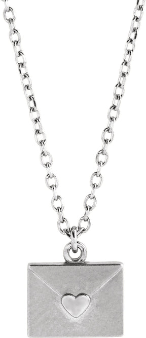 Platinum Heart Envelope Necklace