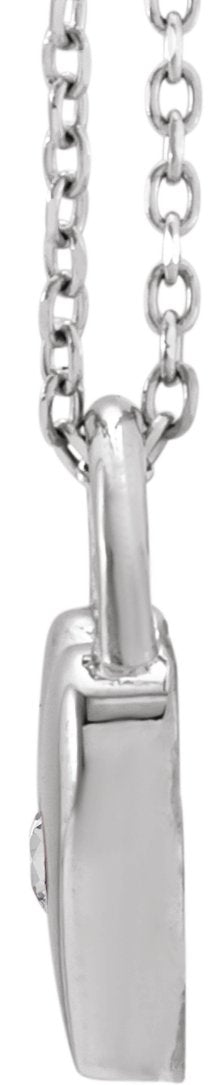 14K Gold Round Natural White Sapphire Heart Lock Necklace or Pendant - White Gold - view 4