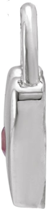 14K Gold Round Natural Pink Sapphire Heart Lock Necklace or Pendant - White Gold - view 4