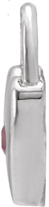 14K Gold Round Natural Pink Sapphire Heart Lock Necklace or Pendant - White Gold - view 4
