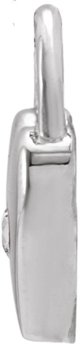 14K Gold Round Natural White Sapphire Heart Lock Necklace or Pendant - White Gold - view 4