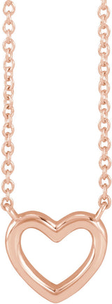 14K Gold Heart Necklace – 9.18x8.9mm - Rose Gold