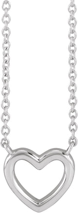 14K Gold Heart Necklace – 9.18x8.9mm - White Gold