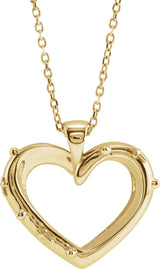 14K Gold Rosary Heart Necklace or Pendant - Yellow Gold