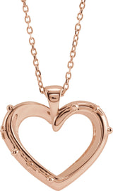 14K Gold Rosary Heart Necklace or Pendant - Rose Gold