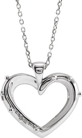 14K Gold Rosary Heart Necklace or Pendant - White Gold