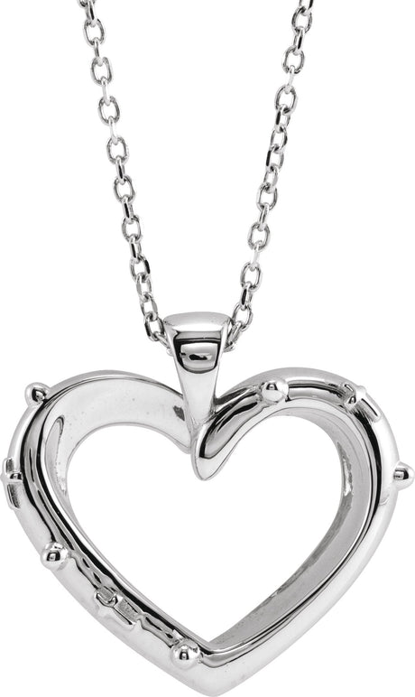 Platinum Rosary Heart Necklace or Pendant