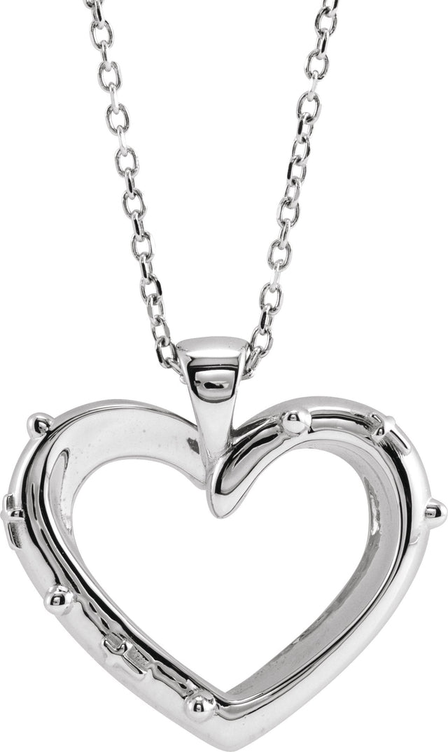 Platinum Rosary Heart Necklace or Pendant