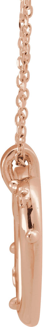 14K Gold Rosary Heart Necklace or Pendant - Rose Gold - view 2
