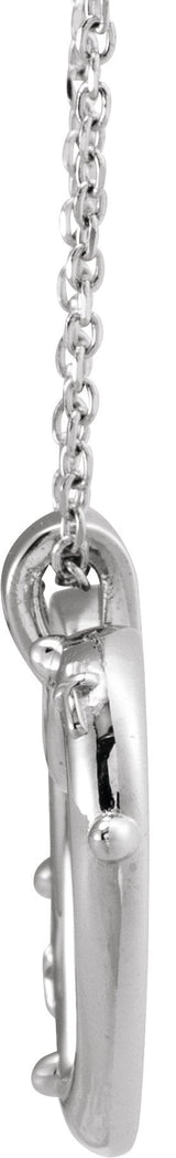 14K Gold Rosary Heart Necklace or Pendant - White Gold - view 2
