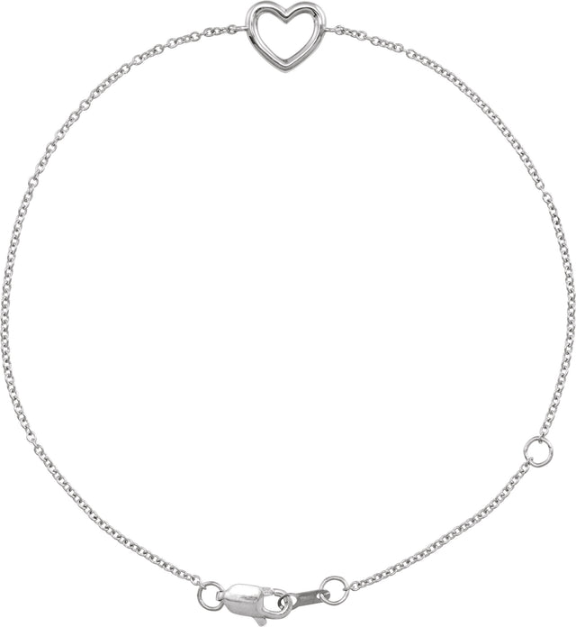 14K Gold Heart Bracelet – 12.1x8mm - White Gold - view 3