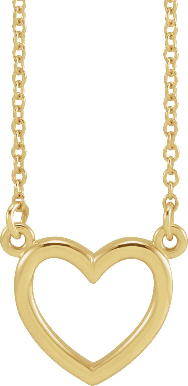 14K Gold Heart Necklace – 10.8x10mm - Yellow Gold
