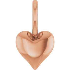 14K Gold Puffed Heart Pendant - Rose Gold