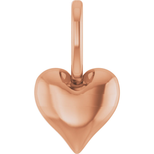 14K Gold Puffed Heart Pendant - Rose Gold