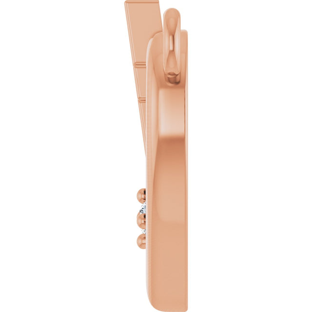 14K Gold Round Natural Diamond Heart & Cross Necklace – up to 0.0025 CTW - Rose Gold - view 6