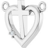 14K Gold Round Natural Diamond Heart & Cross Necklace – up to 0.0025 CTW - White Gold - view 5