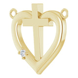 14K Gold Round Natural Diamond Heart & Cross Necklace – up to 0.0025 CTW - Yellow Gold - view 5