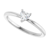 Platinum Natural White Sapphire Heart Solitaire Ring - view 10