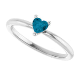 14K Gold Natural London Blue Topaz Heart Solitaire Ring - White Gold - view 10