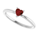 Platinum Natural Mozambique Garnet Heart Solitaire Ring - view 10