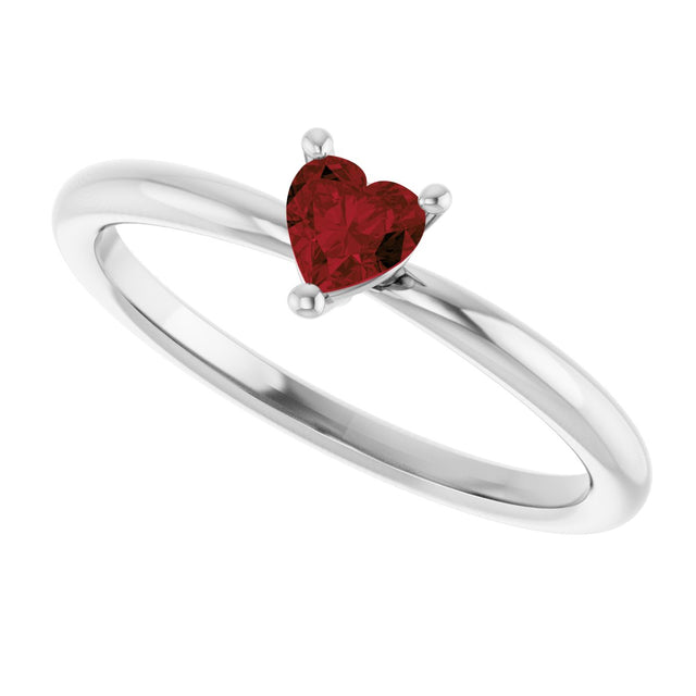 Platinum Natural Mozambique Garnet Heart Solitaire Ring - view 10