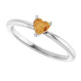 Platinum Natural Citrine Heart Solitaire Ring - view 10