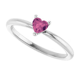 Platinum Natural Pink Tourmaline Heart Solitaire Ring - view 10