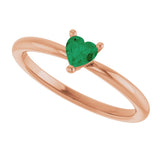 14K Gold Lab-Grown Emerald Heart Solitaire Ring - Rose Gold - view 10