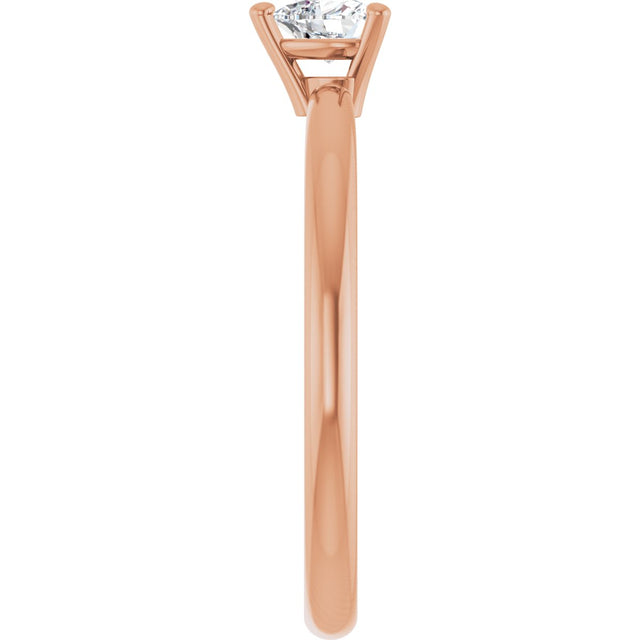 14K Gold Natural White Sapphire Heart Solitaire Ring - Rose Gold - view 9