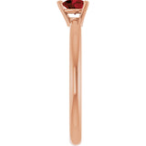 14K Gold Natural Mozambique Garnet Heart Solitaire Ring - Rose Gold - view 9