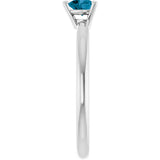 14K Gold Natural London Blue Topaz Heart Solitaire Ring - White Gold - view 9