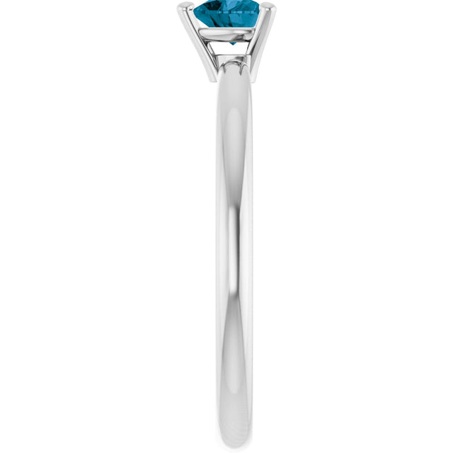14K Gold Natural London Blue Topaz Heart Solitaire Ring - White Gold - view 9